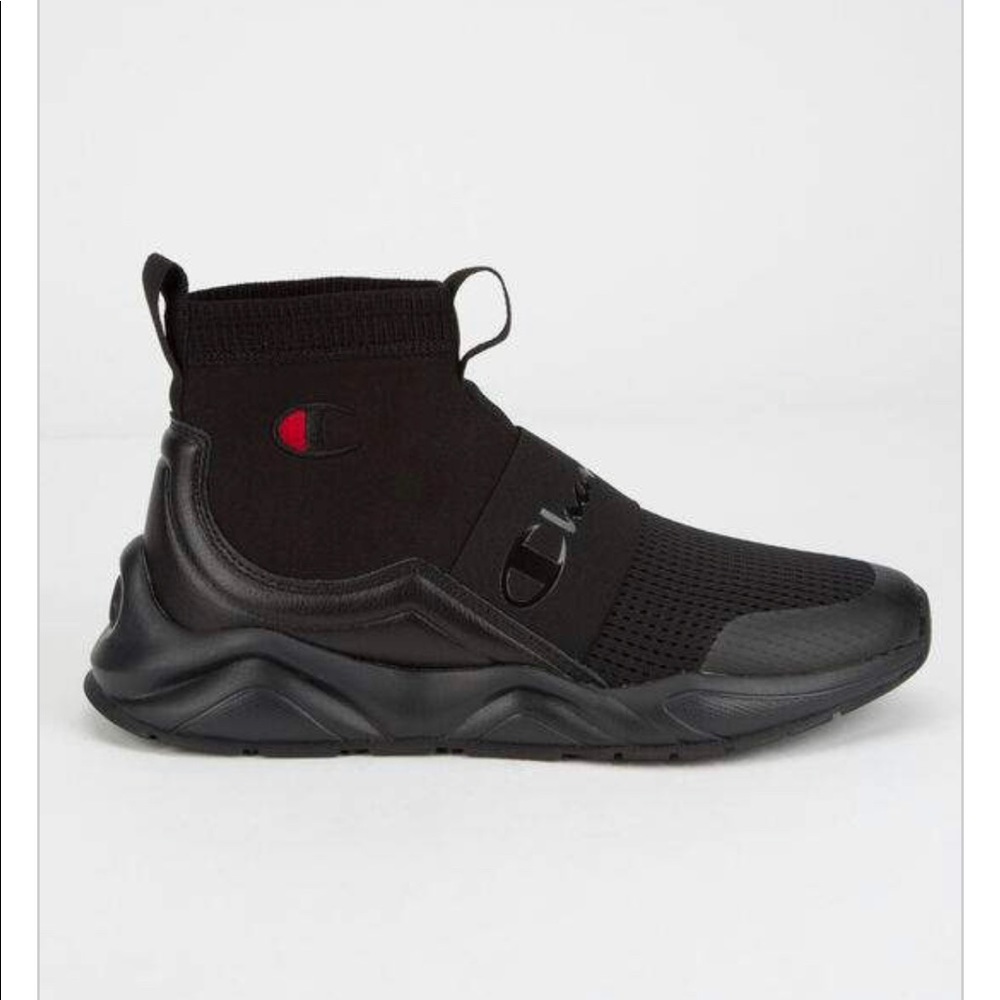 Black and red champion sneakers